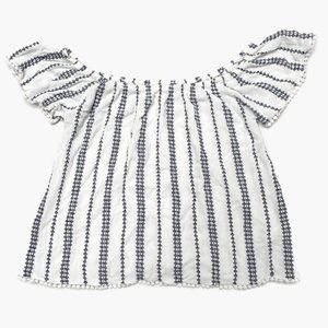 Gabji - Beachy, Dimond Striped, White, Over the Shoulder, Crop Top, Size M